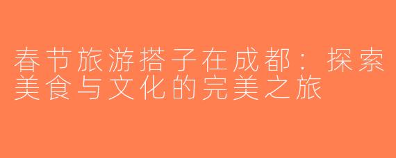 春节旅游搭子在成都：探索美食与文化的完美之旅