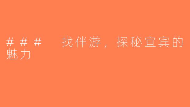 ### 找伴游，探秘宜宾的魅力