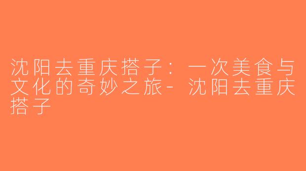 沈阳去重庆搭子：一次美食与文化的奇妙之旅-沈阳去重庆搭子