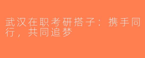 武汉在职考研搭子：携手同行，共同追梦