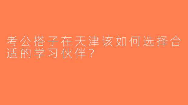 考公搭子在天津该如何选择合适的学习伙伴？