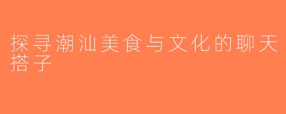 探寻潮汕美食与文化的聊天搭子