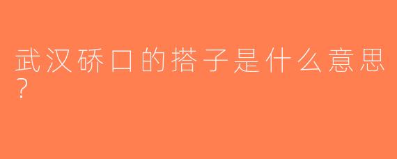 武汉硚口的搭子是什么意思？  