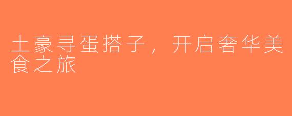 土豪寻蛋搭子，开启奢华美食之旅