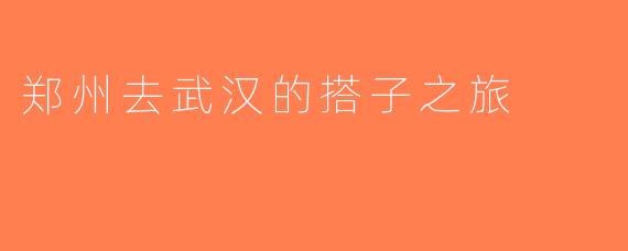 郑州去武汉的搭子之旅
