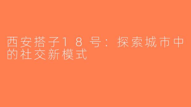 西安搭子18号：探索城市中的社交新模式