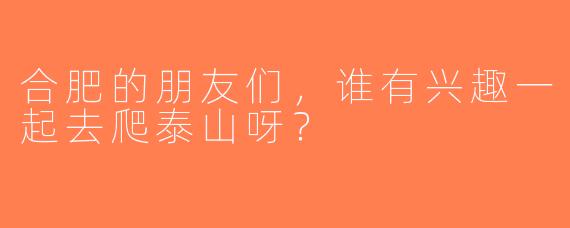 合肥的朋友们，谁有兴趣一起去爬泰山呀？  