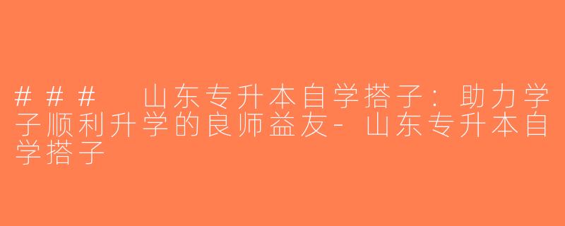 ### 山东专升本自学搭子：助力学子顺利升学的良师益友-山东专升本自学搭子