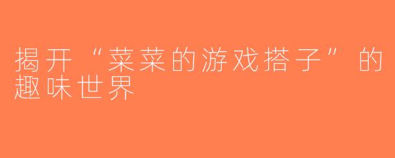 揭开“菜菜的游戏搭子”的趣味世界