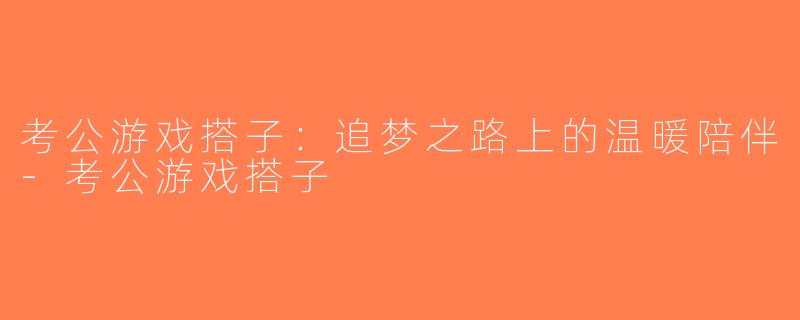 考公游戏搭子：追梦之路上的温暖陪伴-考公游戏搭子