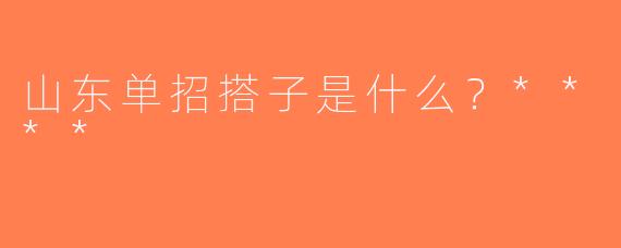 山东单招搭子是什么？****