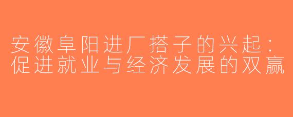安徽阜阳进厂搭子的兴起：促进就业与经济发展的双赢