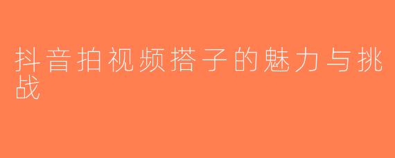 抖音拍视频搭子的魅力与挑战