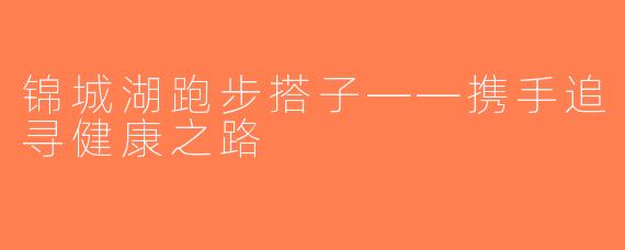 锦城湖跑步搭子——携手追寻健康之路
