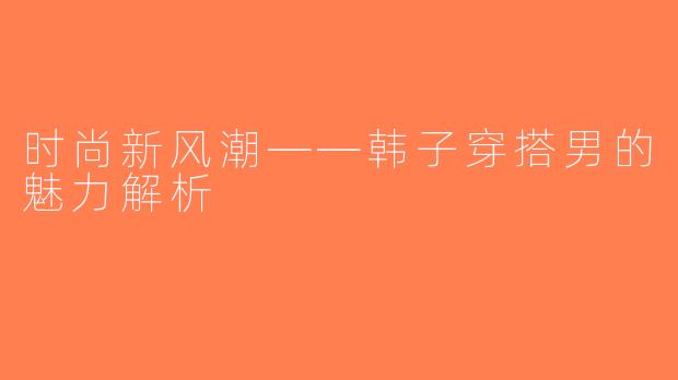 时尚新风潮——韩子穿搭男的魅力解析