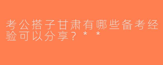 考公搭子甘肃有哪些备考经验可以分享？**
