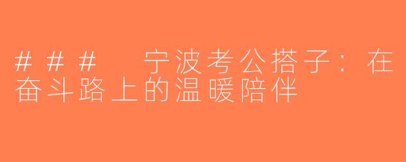 ### 宁波考公搭子：在奋斗路上的温暖陪伴