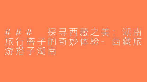 ### 探寻西藏之美：湖南旅行搭子的奇妙体验-西藏旅游搭子湖南