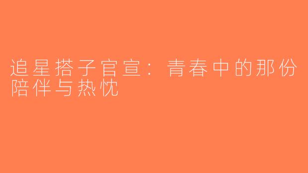 追星搭子官宣：青春中的那份陪伴与热忱