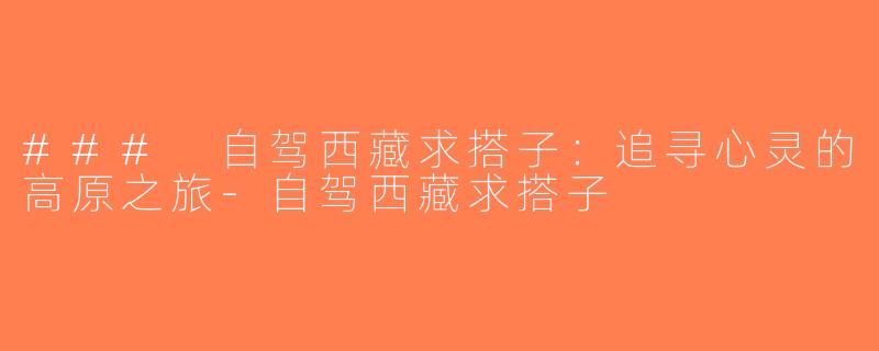 ### 自驾西藏求搭子：追寻心灵的高原之旅-自驾西藏求搭子