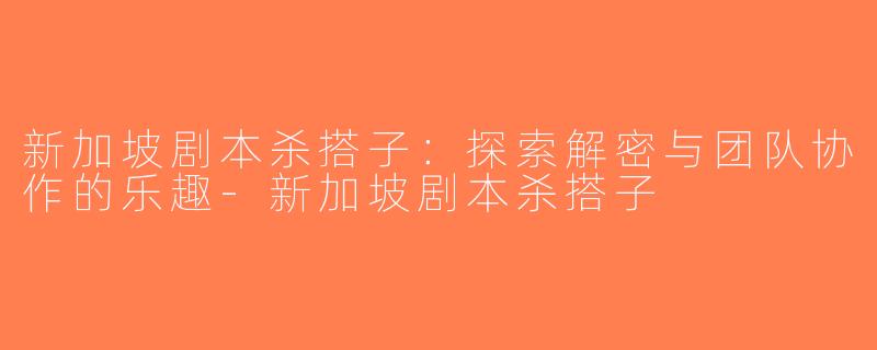 新加坡剧本杀搭子：探索解密与团队协作的乐趣-新加坡剧本杀搭子