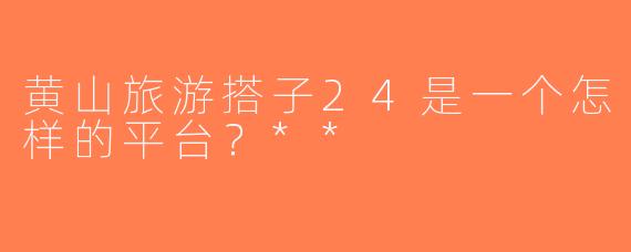 黄山旅游搭子24是一个怎样的平台？**