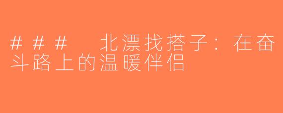 ### 北漂找搭子：在奋斗路上的温暖伴侣