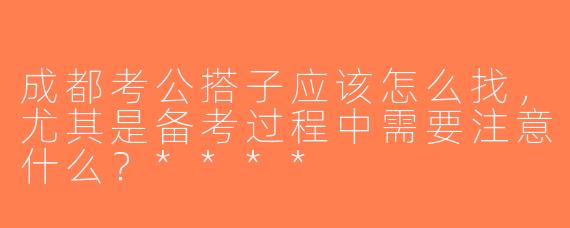 成都考公搭子应该怎么找，尤其是备考过程中需要注意什么？****