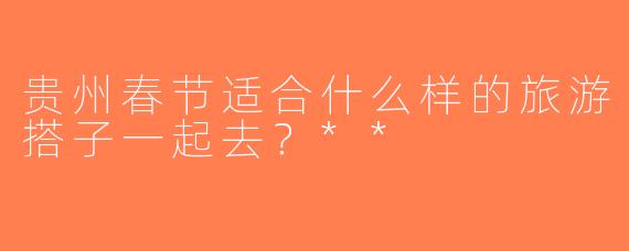 贵州春节适合什么样的旅游搭子一起去？**