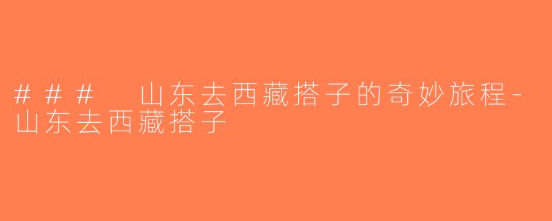 ### 山东去西藏搭子的奇妙旅程-山东去西藏搭子