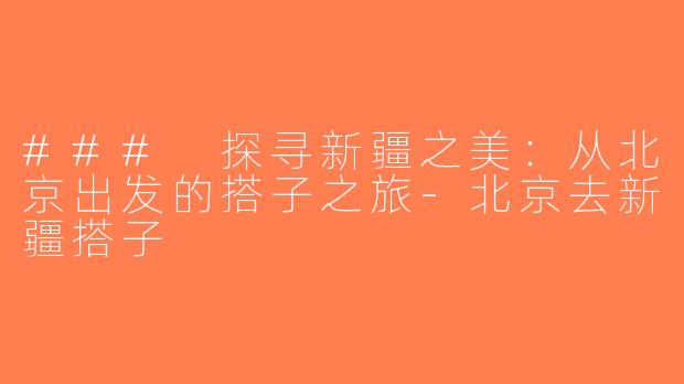 ### 探寻新疆之美：从北京出发的搭子之旅-北京去新疆搭子