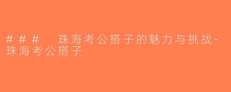 ### 珠海考公搭子的魅力与挑战-珠海考公搭子