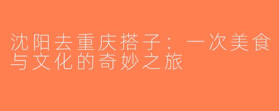 沈阳去重庆搭子：一次美食与文化的奇妙之旅