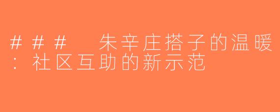 ### 朱辛庄搭子的温暖：社区互助的新示范