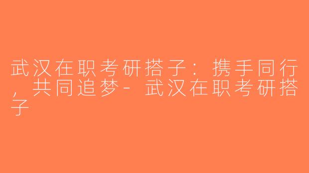 武汉在职考研搭子：携手同行，共同追梦-武汉在职考研搭子