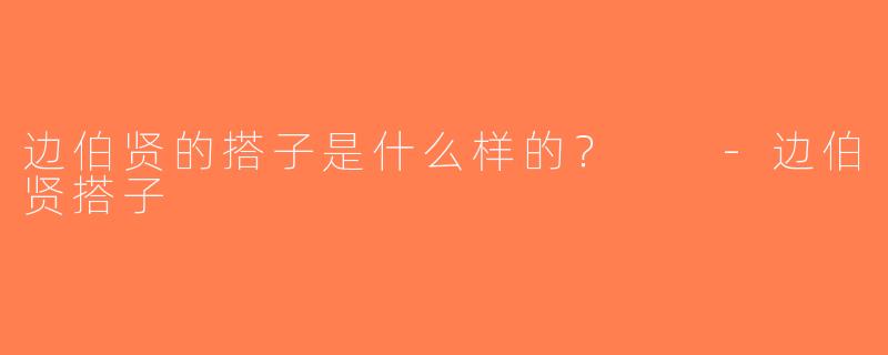 边伯贤的搭子是什么样的？  -边伯贤搭子