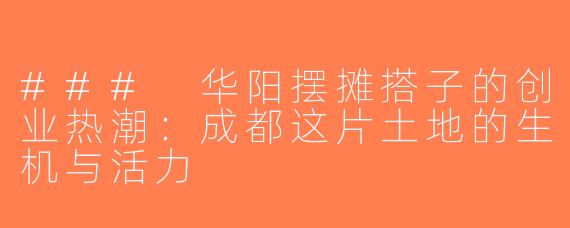 ### 华阳摆摊搭子的创业热潮：成都这片土地的生机与活力