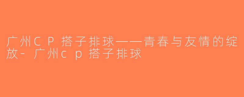 广州CP搭子排球——青春与友情的绽放-广州cp搭子排球