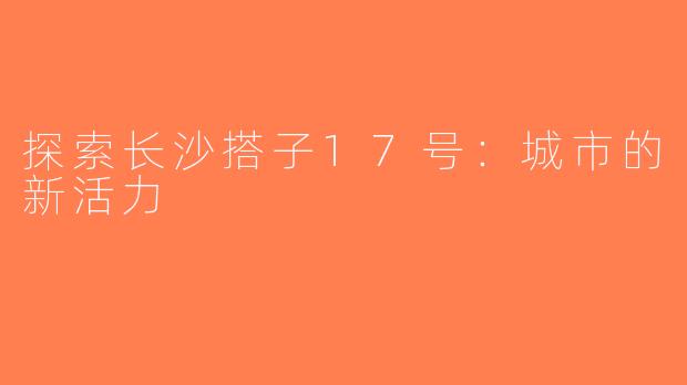 探索长沙搭子17号：城市的新活力