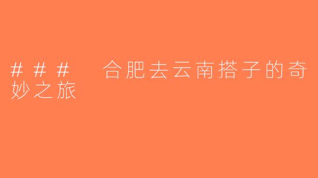 ### 合肥去云南搭子的奇妙之旅