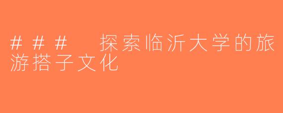 ### 探索临沂大学的旅游搭子文化