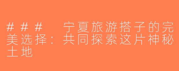 ### 宁夏旅游搭子的完美选择：共同探索这片神秘土地