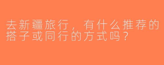 去新疆旅行，有什么推荐的搭子或同行的方式吗？