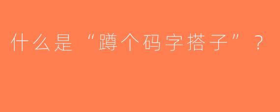 什么是“蹲个码字搭子”？  