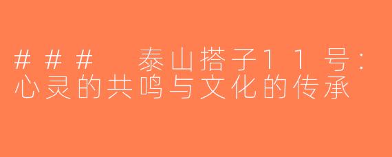 ### 泰山搭子11号：心灵的共鸣与文化的传承