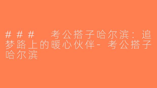 ### 考公搭子哈尔滨：追梦路上的暖心伙伴-考公搭子哈尔滨