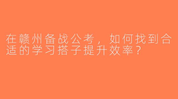 在赣州备战公考，如何找到合适的学习搭子提升效率？