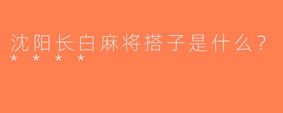 沈阳长白麻将搭子是什么？****