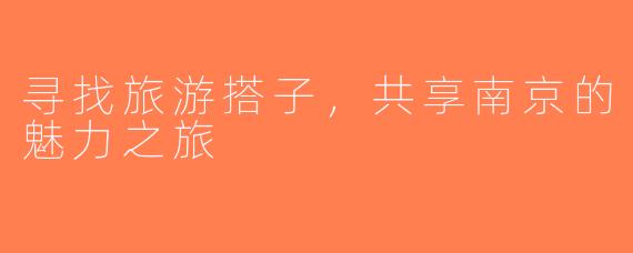 寻找旅游搭子，共享南京的魅力之旅