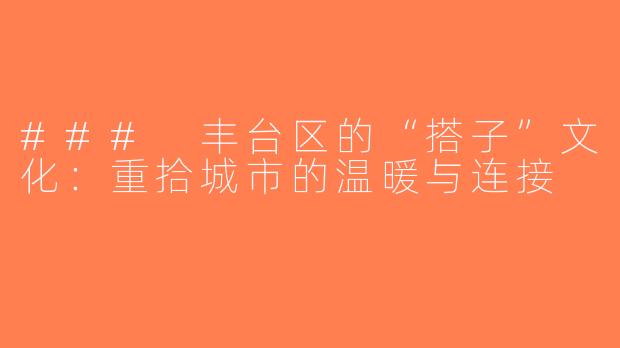 ### 丰台区的“搭子”文化：重拾城市的温暖与连接